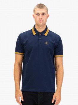 Luke Makati Honeycomb Textured Polo Shirt In Navy Blue - M771452