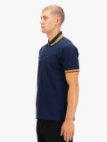 Luke Makati Honeycomb Textured Polo Shirt In Navy Blue - M771452