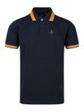 Luke Makati Honeycomb Textured Polo Shirt In Navy Blue - M771452