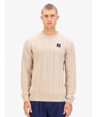 Luke Mitcham Cable Knit Sweater In Stone -  M810650 Luke Mitcham Cable Knit Sweater In Stone -  M810650