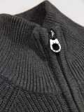 Luke Watton Plated 1/4 Zip Knitted Sweater In Charcoal - M810652 Luke Watton Plated 1/4 Zip Knitted Sweater In Charcoal - M810652