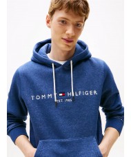 Tommy Hilfiger Logo Embroidery Hoody In Aegean Sea Heather - MW0MW11599DVI Tommy Hilfiger Logo Embroidery Hoody In Aegean Sea Heather - MW0MW11599DVI
