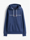 Tommy Hilfiger Logo Embroidery Hoody In Aegean Sea Heather - MW0MW11599DVI Tommy Hilfiger Logo Embroidery Hoody In Aegean Sea Heather - MW0MW11599DVI