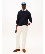 Tommy Hilfiger Flag Embroidery Textured Crew Neck Sweater In Navy Blue - MW0MW36347DW5 Tommy Hilfiger Flag Embroidery Textured Crew Neck Sweater In Navy Blue - MW0MW36347DW5