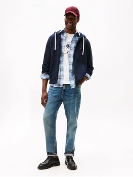 Tommy Hilfiger Fleece Zip Through Hoody In Navy Blue - MW0MW37234DW5 Tommy Hilfiger Fleece Zip Through Hoody In Navy Blue - MW0MW37234DW5