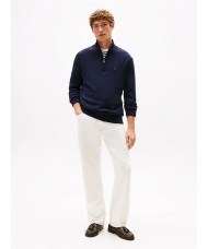 Tommy Hilfiger Quarter-Zip Mock Turtleneck Jumper In Navy Blue - MW0MW37331DW5 Tommy Hilfiger Quarter-Zip Mock Turtleneck Jumper In Navy Blue - MW0MW37331DW5