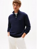 Tommy Hilfiger Quarter-Zip Mock Turtleneck Jumper In Navy Blue - MW0MW37331DW5 Tommy Hilfiger Quarter-Zip Mock Turtleneck Jumper In Navy Blue - MW0MW37331DW5