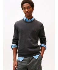 Tommy Hilfiger Crew Neck Flag Embroidery Jumper In Dark Grey Heather - MW0MW39999 P92