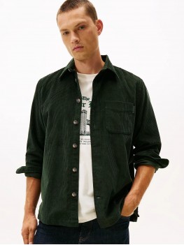 Tommy Hilfiger Relaxed Corduroy Overshirt In Riverbed Green Cord - MW0MW404890H9 Tommy Hilfiger Relaxed Corduroy Overshirt In Riverbed Green Cord - MW0MW404890H9