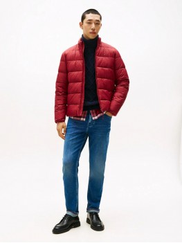 Tommy Hilfiger Mid Weight Stand Up Collar Quilted Jacket In Red - MW0MW41982 XIT