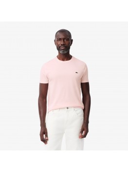 Lacoste Men's Crew Neck Pima Cotton Jersey T-shirt In Pale Pink - TH6709 00 T03