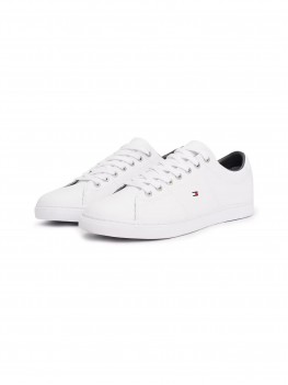 Tommy Hilfiger Essential Leather Lace-Up Trainers In White