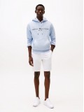 Tommy Hilfiger Logo Embroidery Hoody In Breezy Blue - MW0MW11599C1O