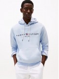 Tommy Hilfiger Logo Embroidery Hoody In Breezy Blue - MW0MW11599C1O