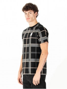 Luke Birdoswald Check T Shirt In Black & Grey -  M740157 
