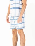 Luke Chesters Check Swim Shorts In White & Blue - M791060