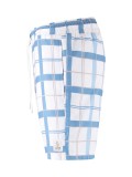 Luke Chesters Check Swim Shorts In White & Blue - M791060
