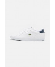 Lacoste Lerond Plus Leather Trainer in White & Navy