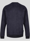 Luke Dennis long sleeved crew neck faux suede sweatshirt In Navy - M590302