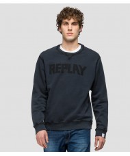 Replay essential crewneck cotton sweatshirt in blackboard M3329 .000.23158G