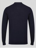 Luke Magnesium Long Sleeved Knitted Polo Shirt In Navy - ZM450616