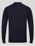 Luke Magnesium Long Sleeved Knitted Polo Shirt In Navy - ZM450616