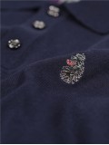 Luke Magnesium Long Sleeved Knitted Polo Shirt In Navy - ZM450616