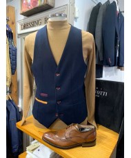 Marc Darcy JD4 Navy Contrast Trim Waistcoat 