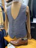 Marc Darcy "Jenson" Double Breasted  Grey & Tan Check Waistcoat