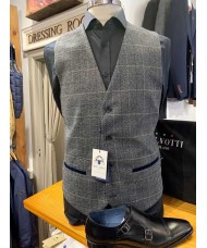 Marc Darcy "Scott" Grey Tweed Check Waistcoat