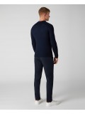 Remus Uomo Slim Fit Merino Wool-Blend Long Sleeve Knitted Polo In Navy Blue