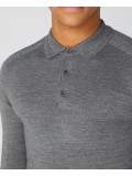 Remus Uomo Slim Fit Merino Wool-Blend Long Sleeve Knitted Polo In Grey