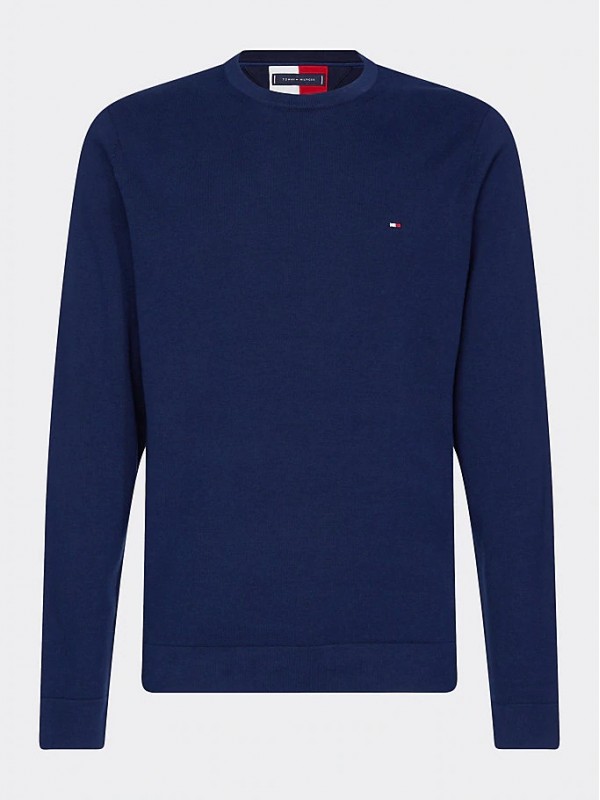 Tommy Hilfiger Pure Organic Cotton Crew Neck Jumper In Pitch Blue ...